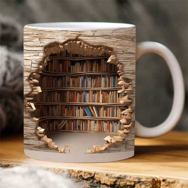 Reduceri de Top 2024! Cana de Cafea din Ceramică cu Efect Vizual 3D Bibliotecă Tdtopic