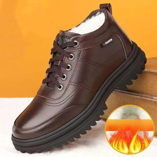 【30%OFF】【39-44】Iarna îngroșat pufos cald cald talpă groasă pantofi de piele pentru bărbați